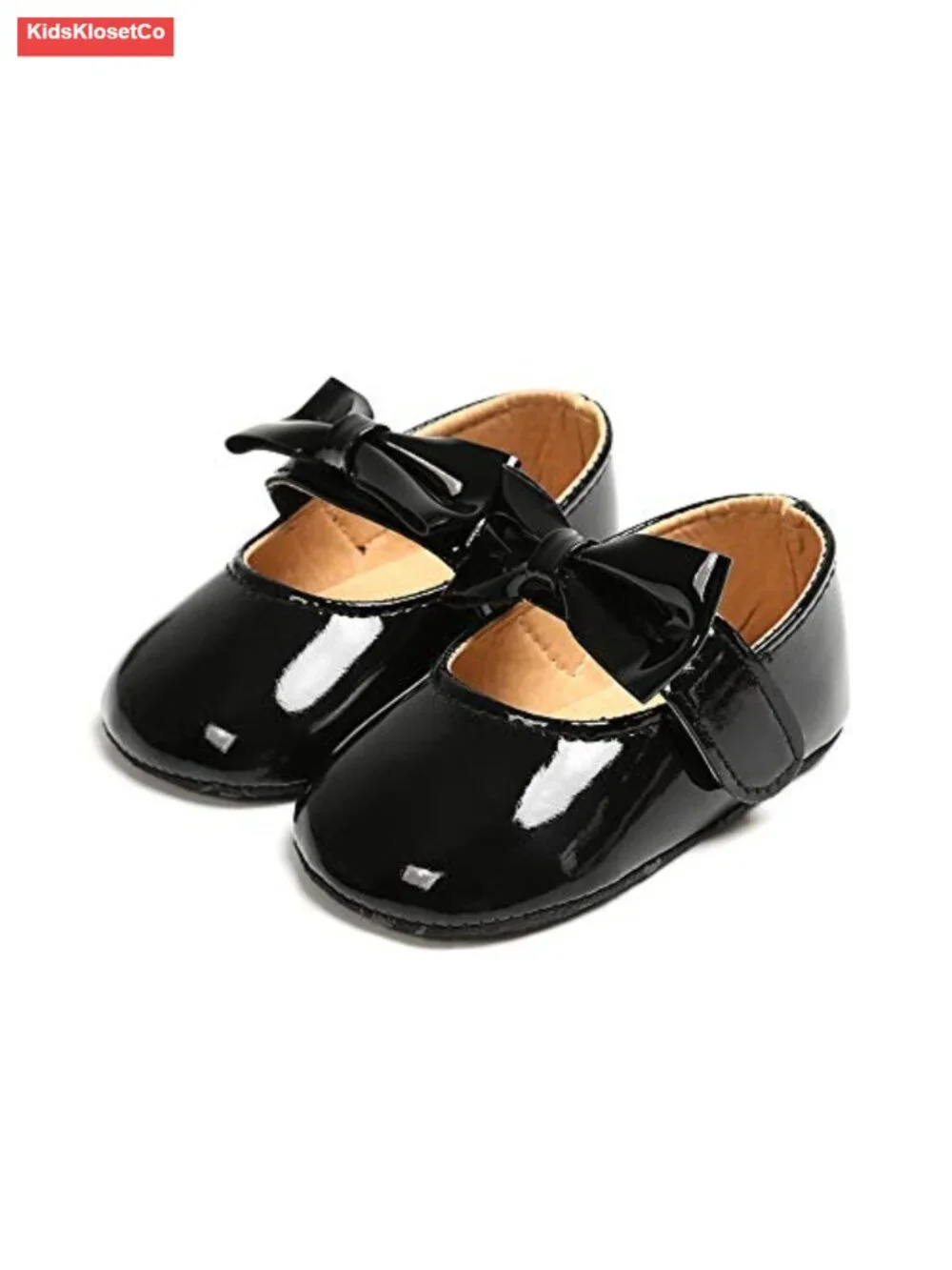 Sparkly Bowknot Mary Jane Flats for Toddler Girls Non-Slip PU Leather Crib Shoes